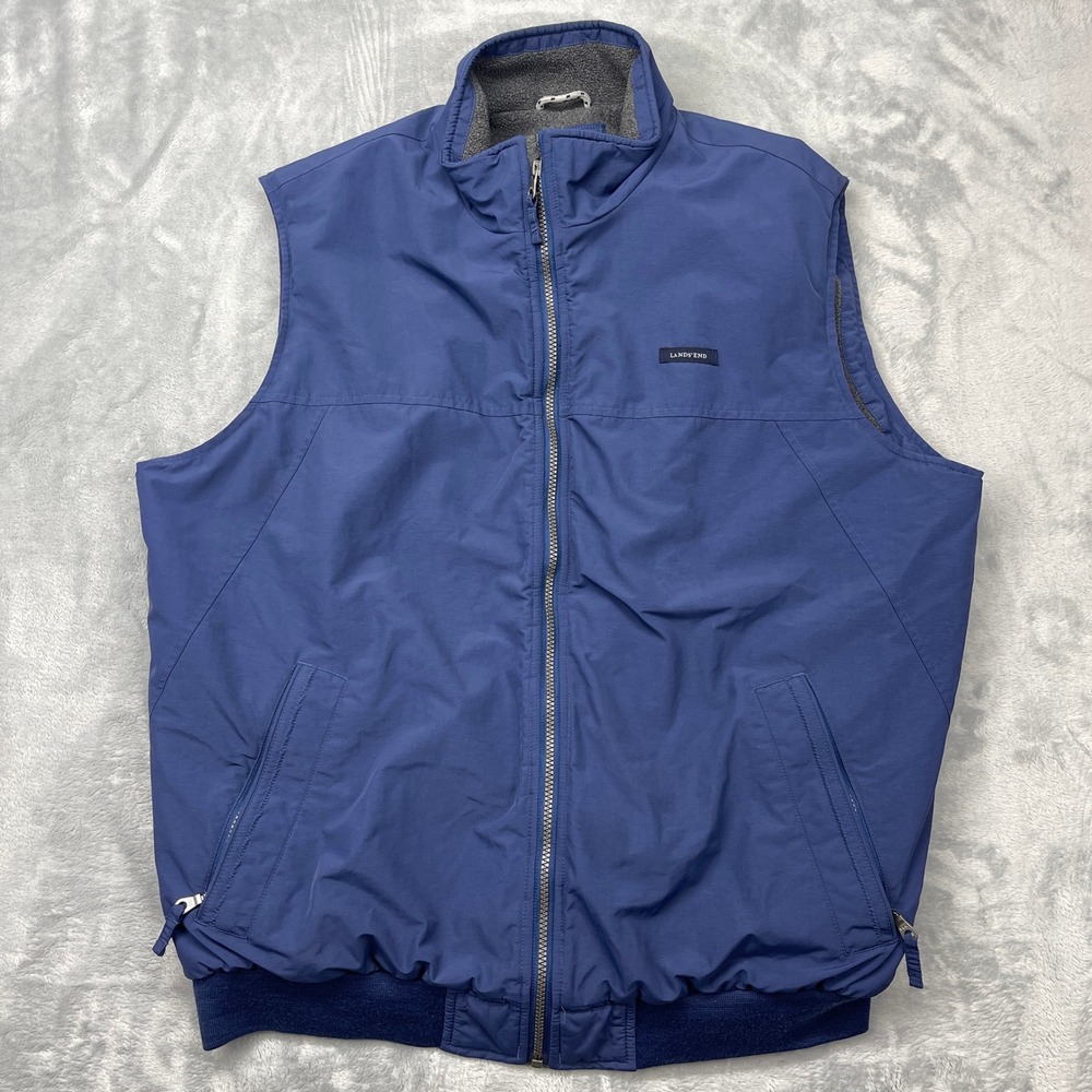 Lands End Fleece Men's XL‎ Lined Puffer Vest Blue The Squall